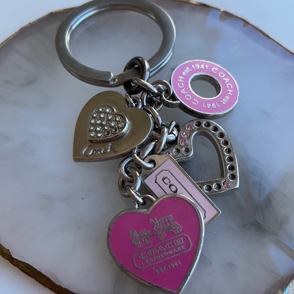 Coach Heart Keychain missing rhinestones as is